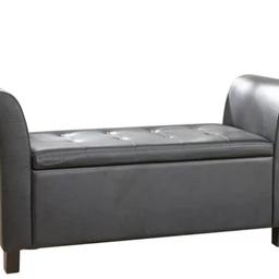 Black faux leather storage bench. Excellent condition