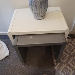 Two high gloss side tables. really heavy solid furniture. NO OFFERS ON PRICE.