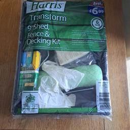 new harris 9"shed fence and decking kit with tray roller sleeve brush and gloves