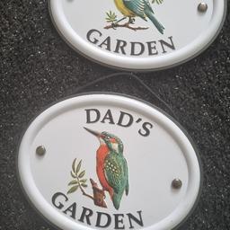 x2 garden plaque signs never been used