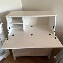 This is a IKEA Hemnes Bureau this has been much loved and so useful it is not just good for stotage but also used as a desk too a great space saver and has been ideal at homework time, This would be great as a project as we have used it for some years so does show sign of wear also one fitting is loose but this has never affected usage but could easily be secured rare as no longer available in IKEA