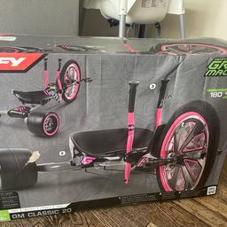 Brand new never been opened, only selling as my daughter is not interested in it. 
Damage to the box from moving it around but trike is not damaged. 
paid £100 for it so Open to sensible offers. 
Can drop off if you live close.