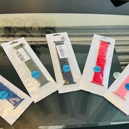 Apple Watch bands (stretchable)

Brand new

Available in different colours 

Compatible for all Apple Watch models 

Available in all sizes (38mm to 45mm)

£2 each or 3 pairs for £5 bargain 

Cheaper than Amazon 

Collection only