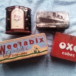 4 retro tins. collect please from oxenhope Bradford 22