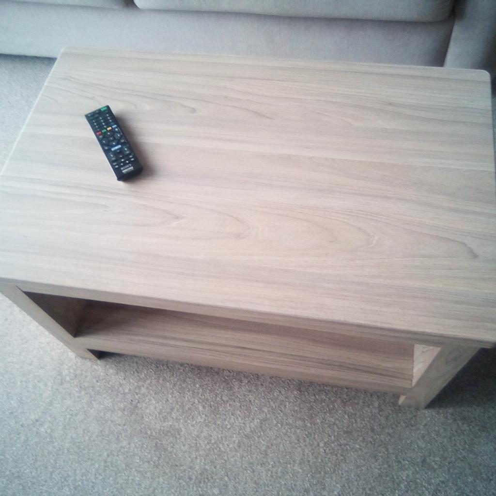 coffee table. light oak colour. 18 1/2" (47cm) high. 31 1/2" (80cm) wide X 17 1/2" (50cm) deep. collect please from oxenhope Bradford 22