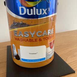 Dulux EASYCARE Matt emulsion paint. 5 L tin. Unopened. Colour is Timeless which is off white. Washable. Cost £37.