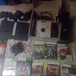 2 PlayStation 2 slims and boxed Xbox 360 with all wires and games all work fine