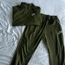 Men’s Nike khaki green tracksuit in excellent condition bottoms size L and jacket size XL sold as set