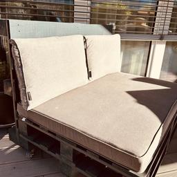 Couch aus Möbelpaletten in anthrazit inkl. Möbelkissen und Unterlage waschbar, 14,8 x 120 x 80