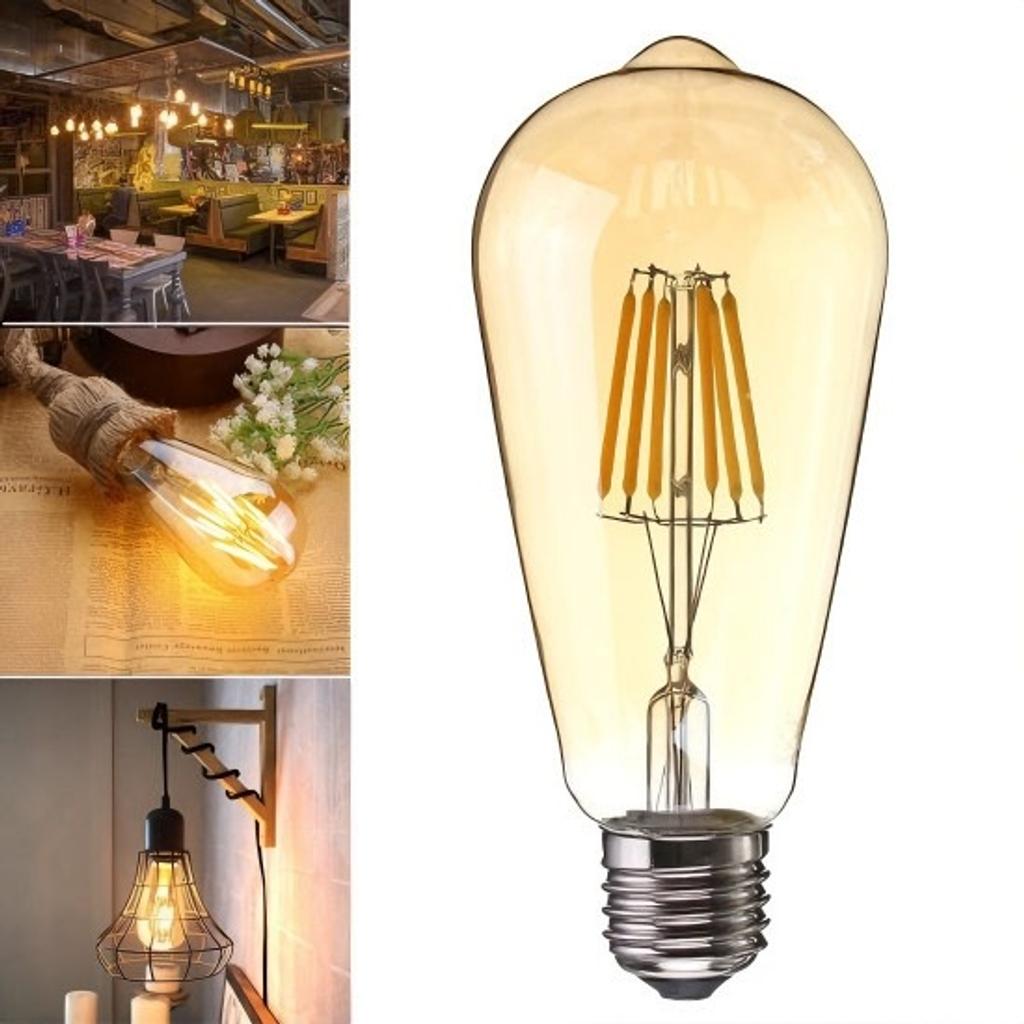 * Brand New Stock In Large Quantity Available
* Power: 8W
* Dimension: 64mm Diameter * 148mm Height
* Input Voltage: AC 220-240V
* Colour Temperature: Warm White, 2700k
* Tinted Glass: Amber
* Fitting Base: E27 (Edison Screw)
* Shape: ST64 Pear
* Brightness: 8000LM
* Beam Angle: 360 Degree
* LED Light Source, Power Saving & Long Lifespan
* Replacing Traditional Incandescent ST64 Bulb
* Ideal For Use At Living Room, Bedroom, Dining Room, Coffee Shop, Pub, Restaurant, etc.

Collection At Birmingham City Centre Area, B9 5DQ, Outside Clean Air Zone