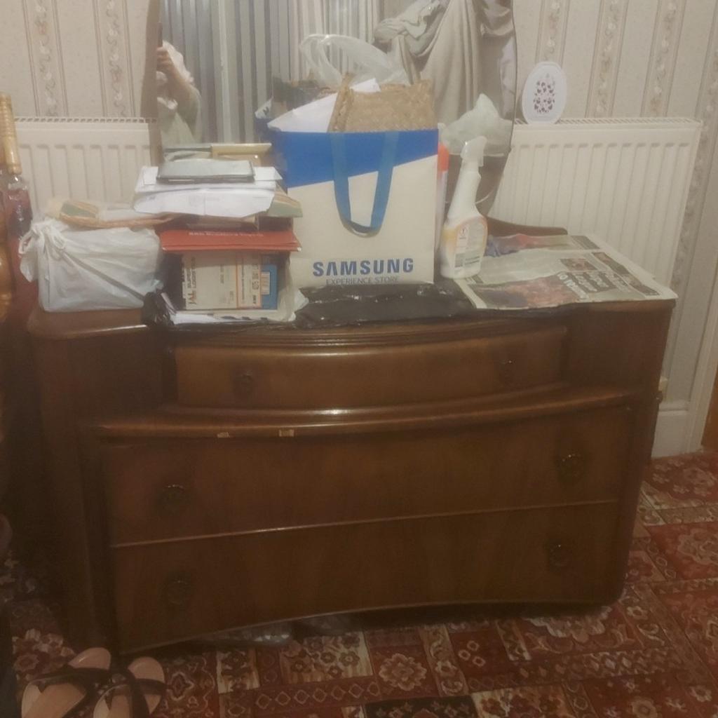 old antique bedroom furniture for sale please message for details 3 wardrobes 2 dressing tables and a bed