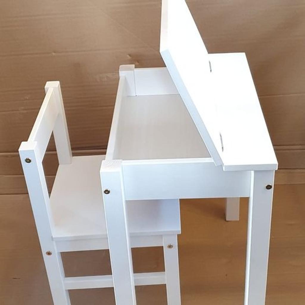Scandinavia Kids Desk and Chair Set White

💥ExDisplay. Assembled💥

Desk is made from solid pine, painted in white for a fresh and neutral look. The desk top lifts up to reveal a storage compartment underneath, ideal for books and drawings, and the top stays open easily with the handy lid prop

Size H59.5, W59, D39cm.
Under desk chair space H48, W28cm.
Weight10kg

💥Check our other furniture💥