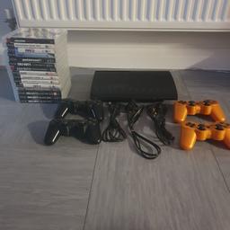 ps3 with games and controllers ( orange controllers are not original ) open to offers
