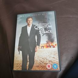 James bond dvd quantum of solace starring Daniel Craig 
dvds in good condition used
any discs that are 15p each are also mix and match at 10 for £1
please look at my other items for sale as have a wide variety of dvds and games for sale
sorry but I do not accept PayPal or shpock wallet as payment and unfortunately I do not post due to working hours
collection only