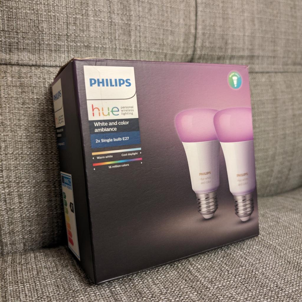 Brand new sealed and unused Phillips hue e27 bulbs. 2 in the box, they are the 800 lumen bulbs.

These cost £62 normally so grab a bargain