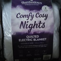 Slumberdown Comfy Cosy Nights Electric Blanket - Double

💥New/other. Flat packed in the bag💥

Made from polyester.
Easy fit straps.
Single detachable control.
3 heat settings.
Suitable for all night use.
Low energy consumption
Size W120, L150cm - suitable for double bed.
Machine washable 

💥Check our other items💥