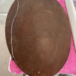 Large wooden antique oval mirror in good condition suitable for any room setting. 
Wood backing, see photos 
Collect only