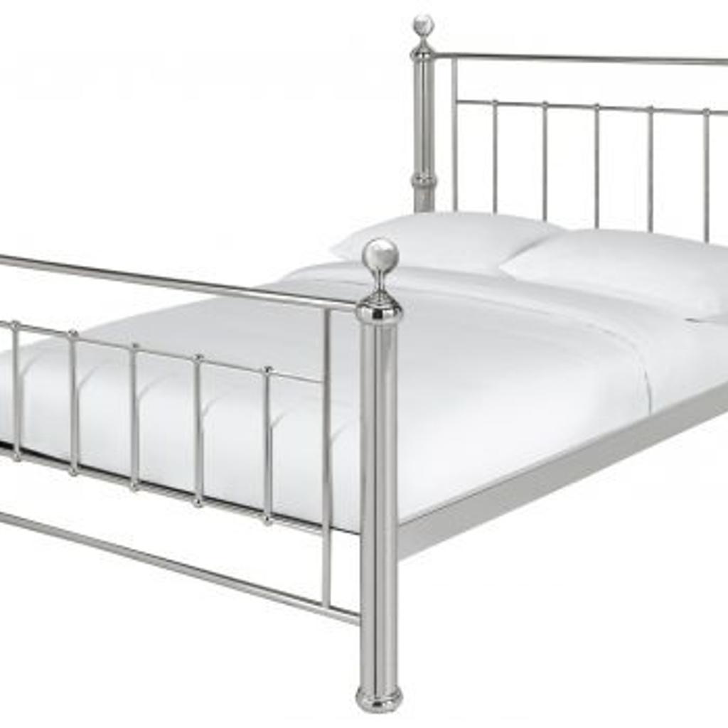 Mayfair Superking Bed Frame – Chrome

Mattress NOT included

💥 ExDisplay. flat packed💥

 This striking metal bedframe has a really grand, show home look. It's got an all over chrome finish that makes it bright and bold, and oversized styling that brings a big presence to your bedroom. The legs, bars, and finials are all extra chunky for a sturdy, standout look. Dress it up with a gorgeous faux fur throw or give it a homely spin with some traditional checked bedding
Part of the Mayfair collection
Made from metal. Metal frame
Base with sprung wooden slats
Size W193.5, L221, H140cm
Height to top of siderail 35cm
Weight 48kg. Maximum user weight 500kg

💥Check our other items💥