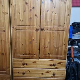 perfect condition. double wardrobe with a smaller double tall boy wardrobe with bottom draws. also 2 chest of draws and small 3 draws side cabinet. wardrobes will need dismantling to get down stairs which I'll be doing in the next week. pickup only as no van. cash on delivery. New moston area.
Taller wardrobe measure.
 5ft 9inch
Width - 87.5 / 2ft 11inch
Depth- 30.5 /1ft
The smaller one
Height -152.5"/ 5ft
Width- 87.5 / 2ft 11 inch
Depth - 52cm / 1ft inch