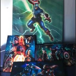 Good condition boys avengers canvas pictures 1 large canvas 3 smaller ones collection only WS8 area Brownhills