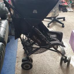 Maclaren buggy/pushchair. Adjustable height handles, bottle and accessory holder. Really easy and comfy to push around as wheels are multi-directional. Bit dusty as been in storage. Umbrella folding too.