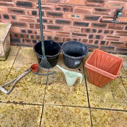 If it’s listed, it’s available & collection is ONLY from Oakenholt, Flint

Rake
2 buckets ( one without a handle)
4 square plastic plant pots
Spade handle used as a dibber