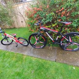 One child and one adult mountain bike, child bike is still in good condition with a working speedometer, adult bike needs some tlc, possible punctures or just inflating, been sat in my garage for 2 years, both bikes for 40 pound