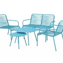 Habitat Ipanema 4 Seater Rattan Sofa Set Blue

Suitable for garden and balcony use

💥ExDisplay💥Item is in very good overall condition item that may have small cosmetic defects as marks, scratches

As well as 2 chairs and a 2-seater, this lively set includes 2 tables
Metal table top
Metal garden table
Table size: H40
Table diameter: 70cm
Removable legs for storage
Second table height is 35cm and the diameter is 50cm
Set seats 4 people
Seat height 41cm
Frame made from metal
Chair seat and back made from rattan
Armchairs
Size H80, W61, D71cm
110kg maximum user weight per chair
Sofa size H80, W111. D71cm
220kg maximum user weight per sofa

💥Check our other items💥