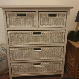 white draws with tiled top with wicka draws Good condition