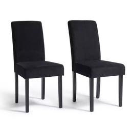 4 Midback Velvet Dining Chairs - Black

🔶New/other. Flat packed in the box🔶

Size H95, W44, D54cm.
Seat height 45cm.
Timber frame with beech legs.
Velvet seat pad
Max user weight per chair 130kg.
Individual chair weight 7.5kg

🔶Check our other items🔶