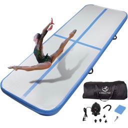 Inflatable Air Gymnastics Mat Training Mats 10cm Thickness Gymnastics Tracks for Home Use/Training/Cheerleading/Yoga/Water with Pump