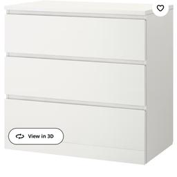 3 drawers 
White 
Good condition. 

Please see photos for item specs (measurements)

RRP: £99 
Current RRP: £79
Selling for less!