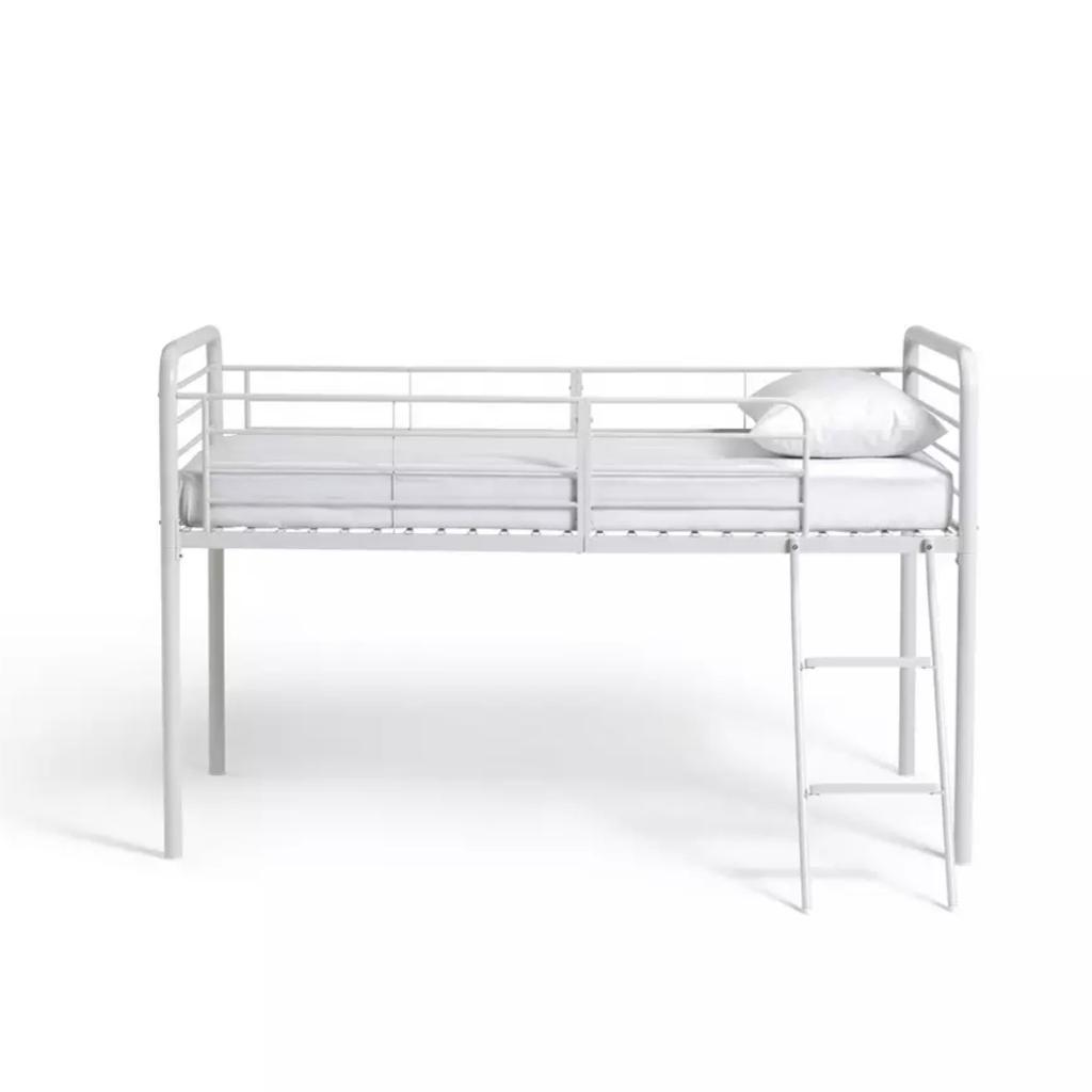 ▪️Jo mid sleeper bed frame-white
▪️New, flat pack
▪️Single bed
▪️Frame size L198, W96, H115cm
▪️Safety rail height 33cm
▪️Ladder can be positioned either side of the bed.
✨Bed frame only, mattress not included
