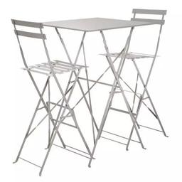 Eve Metal Folding Bistro Bar Set Grey

💥ExDisplay💥Item is in very good overall condition item that may have small cosmetic defects as marks, scratches classified as reopen and repacked in box. 

Metal table top.
Metal garden table.
Table size: H106, W70, L70cm
Seat height 75cm.
Frame made from metal.
Chair seat and back made from metal.
Folding chairs.
Size H110, W53, D41cm.
110kg maximum user weight per chair

💥Check our other items💥