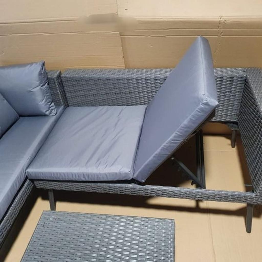 5 Seater Rattan Effect Garden Corner Sofa Set

Assembled
In 2 parts for easy transportation

💥ExDisplay💥See pictures

Set seats 5 people .
Set made from steel and rattan effect.
Storage included in: table - 0.02L total storage capacity.
Store inside when not in use.
Cover or store inside in winter months to prolong life of the products.
Total weight 42kg
Rattan effect table top.
Table size: H40, W60, L60cm.
Removable legs for storage
Chair seat and back made from rattan effect.
Size H38, W39, D39cm.
Seat height 38cm.
Seating area size W 191, D64.5cm.
110kg maximum user weight per chair
Sofa size H64, W205. D145cm.
220kg maximum user weight per sofa
Stool size H38, W39, D39cm.
110kg maximum user weight per stool

💥Check our other items💥