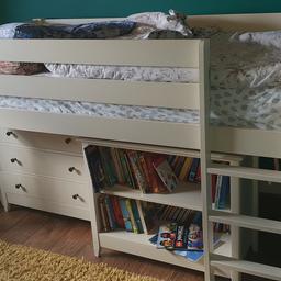 Full set of lovely bed, chest of drawers, bookcase desk and chair . In good condition.