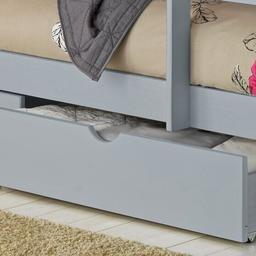 Josie Set of 2 Grey Underbed Single Drawers

Only drawers for sale

Will fit any single bed with a floor to base clearance of 22cm and a width of 195cm.

🔶New. Flat packed🔶

These Josie bunk bed drawers are the perfect hideaway for your little one's belongings. 
Designed to complement our Josie beds, they will also work just as well underneath any single bed with a floor to base clearance of 22cm and a width of 195cm. 
With smooth cut-out handles there are no sticky-out bits to bump into, and the sturdy castors make opening and closing the drawers a doddle. 
Made of solid wood with smooth mdf/chipboard bases. 
Take a look at our Josie bunk bed collection for the perfect bed to match. Solid wood, sturdy and simple by design, they are a great choice for shared bedrooms and sleepovers. 

Frame size L93, W59.6, H21.5cm

🔶Check our other items🔶
