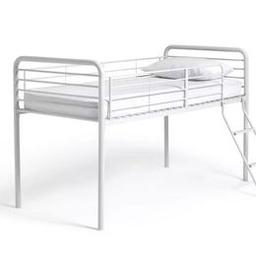 Jo Midsleeper Bed Frame - White

Mattress not included

🔶New/other, flat packed in the box🔶

Single bed.
White bed with a metal frame.
Includes metal slats.
Ladder can be positioned either side of the bed
Safety rail height 33cm.
Frame size L198, W96, H115cm

🔶Check our other items🔶
