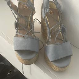 Baby blue strappy riverisland espradille wedges worn handful of times size 7