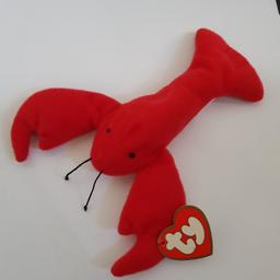 Coillectible Ty Teenie Beanie Baby Pinchers the Lobster from the 1998 McDonald's Happy Meal collection. Approx. 17cms across including tail and claws. In lovely clean condition with original tags. As well as free collection from us, we also offer UK postal delivery for £3.19.
