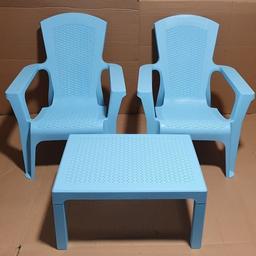 Baltimore 2 Seater Bistro Set - Light Blue

💥New/other💥See pictures

Rattan effect table top
Rattan effect garden table
Table size: H37, W48, L70cm
Seat height 36cm
Frame made from plastic
Chair seat and back made from plastic
Stackable chairs
Size H88, W73, D80cm
110kg maximum user weight per chair

💥Check our other items💥