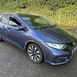 Honda Civic 1.6i - dtec
2014/64 PLATE
SAT NAV
FULL HEATED LEATHER
REVERSE CAMERA
FULLY LOADED TOP SPEC CAR
DRIVES LOVELY NO FAULTS
JUST HAD FULL SERVICE 2 WEEKS AGO
5 PREVIOUS DEALER SERVICE STAMPS FROM HONDA
VERY LOOKED AFTER CAR AND VERY RELIABLE
2 KEYS
LONG MOT
226K MILES HENCE CHEAP PRICE
2wd Manual Diesel 5dr
Power (bhp)	118 bhp
Miles per tank	792 miles
Road tax	£20 per year
3x3 point rear seat belts
ABS
Alarm
Audio remote
Body coloured bumpers
Driver`s airbag
Electric mirrors
Folding rear seats
Heated mirrors
Height adjustable drivers seat
Isofix child seat anchor points
PAS
Passenger`s airbag
Roof rails
Side airbags
Steering wheel rake adjustment
Steering wheel reach adjustment
Traction control
