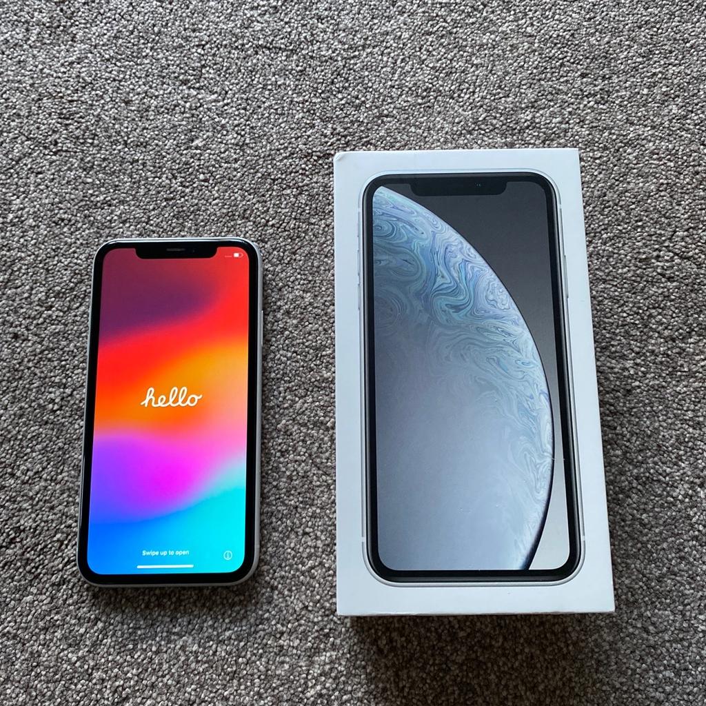 White IPhone XR, with 64GB capacity. There are a few scratches on the screen but it functions as normal and has no defects. Comes with the original box but only includes the leaflets and apple stickers (so no charger or cable) Open to reasonable offers.