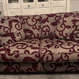 Lovely large two seater sofa originally bought from CSL. Beautiful condition. Cushions on back zip in place. High arms and two lovely feather cushions for added comfort. Very heavy and solid frame. Will take two to carry it. Open to a reasonable offer