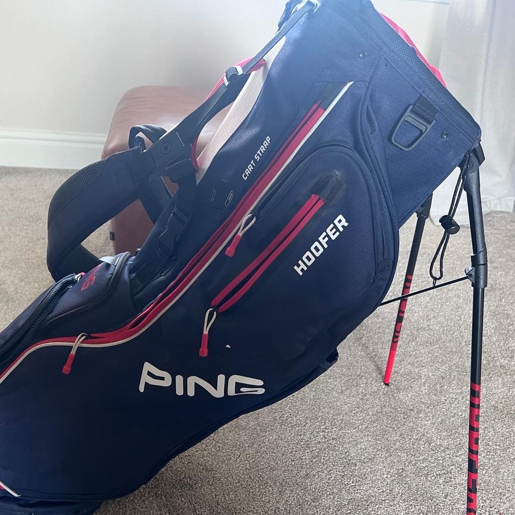 Ping Hoofer Stand Bag with Dual Carry Strap, club divider, zipped pockets and magnetic pocket.

Great as new condition used a handful of times as a spare bag.

Collection only Meir Park ST3

Cash, Bank Transfer or Card Accepted

No timewasters please