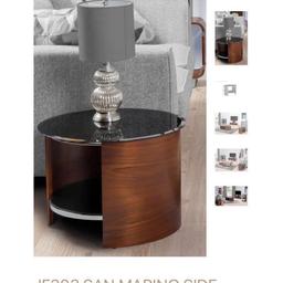 San marine side tables X2 size 61x45.7,walnut finish glass top,these are a stunning piece of furniture one I have put up,these retail at £189 each on sale so a bargain for both of them at £120