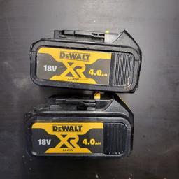 Dewalt 18v cordless x 2 4.0ah batterys come as pictured work all fine hold charge collection Birmingham b9 no offers