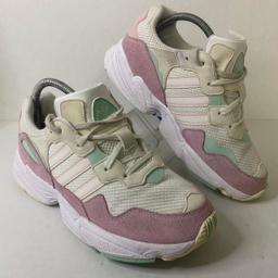 Adidas Originals Yung-96 Woman’s Chunky Trainers Torsion Soles - Pink Blue Pastel Suede White Sneakers 
Shoe Size UK 5 / US 5.5 / EU 38
Style Code: G54563
Preloved in good used condition 
Please expect general wear commensurate with being used, check photos for further details of condition. 
Unboxed - shoes trees not included 

Check out my other listings for more quality branded, vintage, retro and new clothing items.