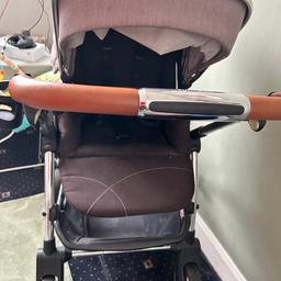 Very sturdy and will do someone starting out
Comes with original rain cover 
Car seat no accidents 
2 other bases 
Cup holder
Easily foldable 
Collection only 
M8