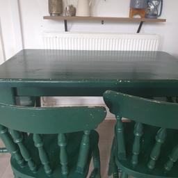 perfect upcycle project

apart from paint being chipped the actual table and chairs are solid and very sturdy